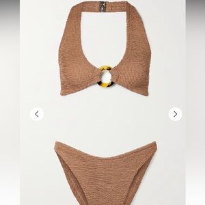 Hunza G - Coco embellished seersucker halterneck bikini